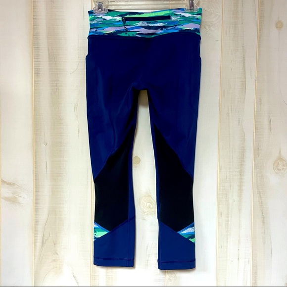 Lululemon Pace Rival Crop Hero Blue Green Pockets - Picture 4 of 8